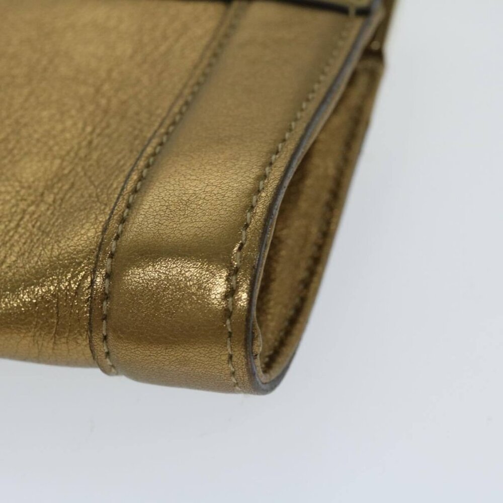 GUCCI Interlocking Clutch Bag Leather Gold - Picture 13 of 16
